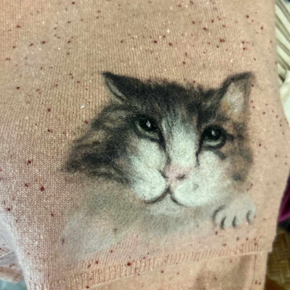 Soft Cashmere Pink Cat hand felted Wrap - Cozy Women's Scarf